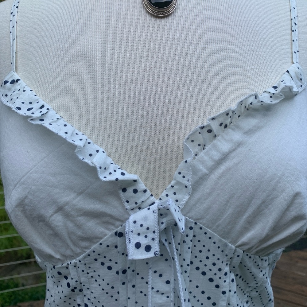 Polka Dot Ruffle Trim Women's Top